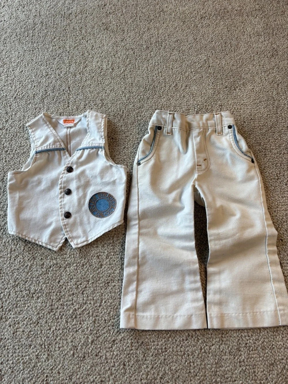 Vintage Levi's 3T Orange Tab Bell Bottom Set USA Western Vest Rare Bell Bottoms